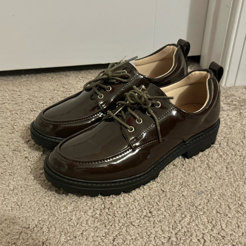 Cool Journee Collection size 6.5 WD chocolate brown lace up loafers new